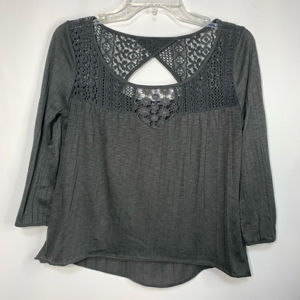 American Eagle Outfitters Women's Long Sleeve Crochet Top Green Size XS